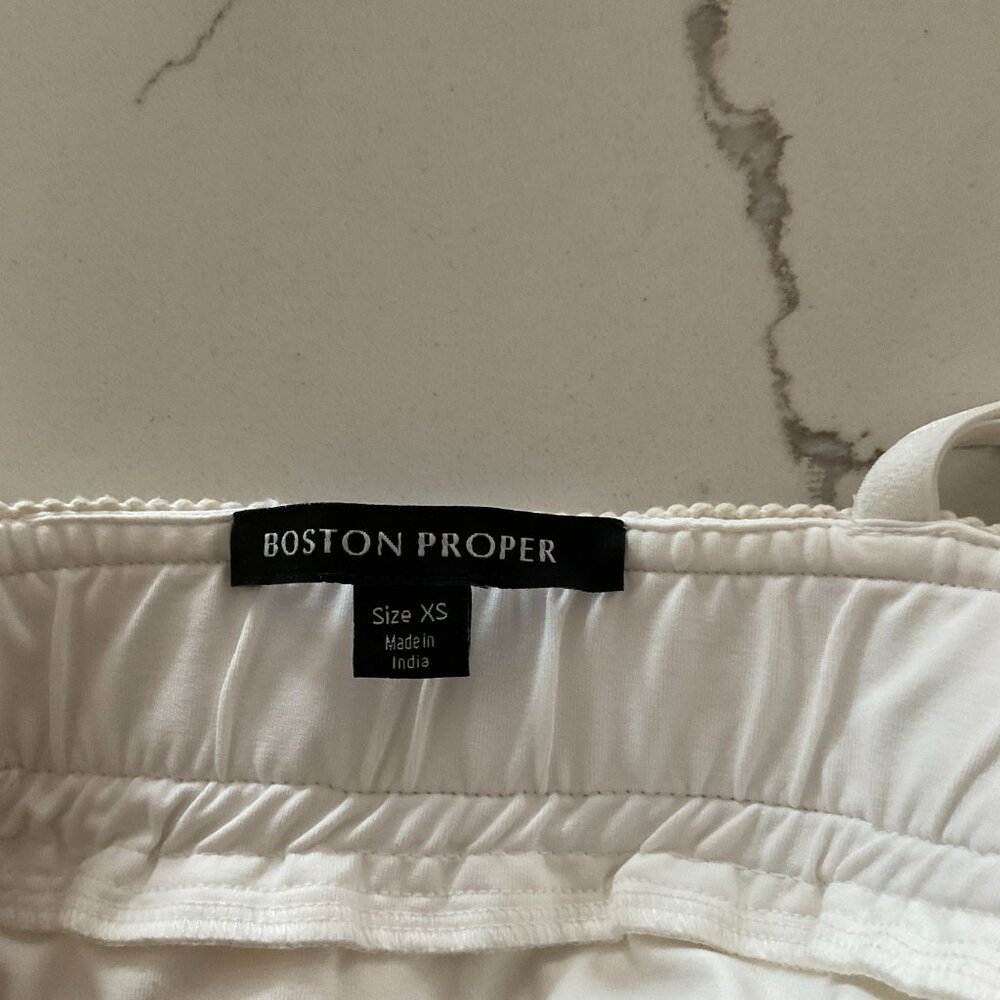 π€ BOSTON PROPER Pearl Embellished Fringe Knit Top Tank Flapper Ivory White - Picture 14 of 15